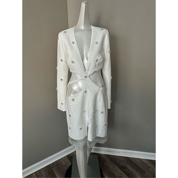 PATBO HAND-BEADED CUT-OUT BLAZER MINI DRESS - Picture 7 of 13